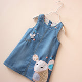 Girls Sleeveless Denim Vest Dress. 2T-6Y