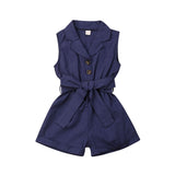 Baby Girl Sleeveless Bow-tie Waist Romper. Elegant Plain Solid Jumpsuit.