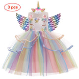 Baby Girls Pastel Rainbow Unicorn Tutu Princess Party Dresses. Ages 3T-10Yrs