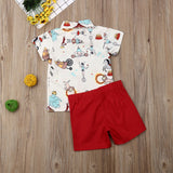 Baby Boy Circus Print Shirt, Bow Tie & Shorts Set