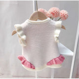 Girls Round Neck, Cotton Swan Pullover Sweater Vest. Ages 18M-5T