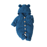 Cute Bear Ear Hooded Knit Rompers