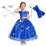 Girl Princess Blue Sleeveless Mesh Ball Gown (and Princess Accessories)