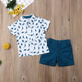 2Pc Toddler Boy Dinosaur Print, Button down Short Sleeve shirt & Shorts Set