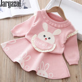 Baby Girls 2Pc Cartoon Bunny Sweater & Cute Skirt Set