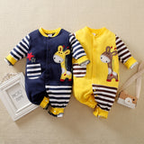 Baby Boys / Girls Cute Giraffe & Stripe Print Long-sleeve Jumpsuit