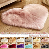 Heart Shape Fluffy Washable Faux Fur Rug For Kid's Bedroom