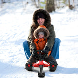 Snow Racer Bike Sled with Steering Wheel, Twin Brakes & Pull Rope. Ages 3+