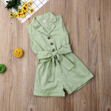 Baby Girl Sleeveless Bow-tie Waist Romper. Elegant Plain Solid Jumpsuit.