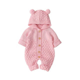 Cute Bear Ear Hooded Knit Rompers