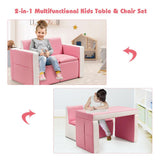 Kids Multi-functional 2 Seat Couch, Table, & Chair Set With Storage Box