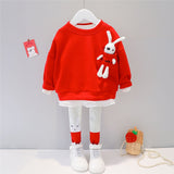 Baby Girls "Pocket Buddy", Ruffle Trimmed Sweat Shirt and Tights Set