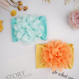 New Born Baby Girl Nylon Headband Wraps With Chiffon Flower (Packs of 13 & 15)