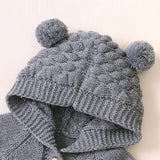 Cute Bear Ear Hooded Knit Rompers