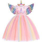 Baby Girls Pastel Rainbow Unicorn Tutu Princess Party Dresses. Ages 3T-10Yrs