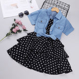 Girls Fashion Shirt & Spaghetti Strap Polka Dot Dress 2Pc Combo. (Dress Also Available As 1Pc))