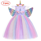 Baby Girls Pastel Rainbow Unicorn Tutu Princess Party Dresses. Ages 3T-10Yrs