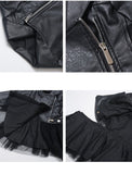 Baby Girls Black Leather Jacket Dress (Detachable Skirt)