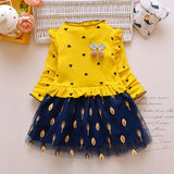 Girls Stylish Long-Sleeve Dress With Tulle Skirt. 2T~6