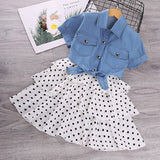 Girls Fashion Shirt & Spaghetti Strap Polka Dot Dress 2Pc Combo. (Dress Also Available As 1Pc))