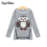 Girls Cool Owl Fleece Pullover sweater. 4T~13Ys