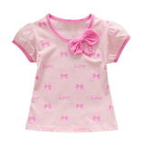 Baby Girl Short Sleeve Bow Printed Pattern T-Shirt