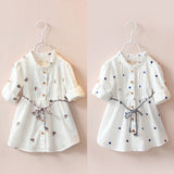 Girls Long/Short Sleeve White Shirt-Dress With Belt. Ages 3T-10Yrs