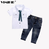 Toddler Boys Stylish 3Pc Shirt, Scarf & Jeans Set