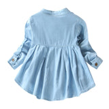 Girls Long Sleeve Mandarin Collar Denim Blouse