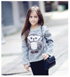 Girls Cool Owl Fleece Pullover sweater. 4T~13Ys