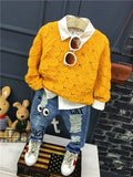 Boys Stylish 3pc Set. Knit Sweater, Shirt & Jeans. Ages 2-6years