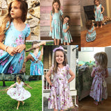 Girls Retro Style, Floral Summer Dresses