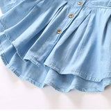 Girls Long Sleeve Mandarin Collar Denim Blouse