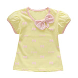 Baby Girl Short Sleeve Bow Printed Pattern T-Shirt