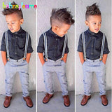 Toddler Boys 2Pc Shirt & Pants with Suspenders, Fashion Gentleman Set