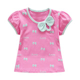 Baby Girl Short Sleeve Bow Printed Pattern T-Shirt