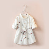 Girls Long/Short Sleeve White Shirt-Dress With Belt. Ages 3T-10Yrs