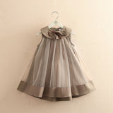 Girls Fashion Veil Mesh Sleeveless Tunic Dress With Peter Pan Collar. Ages 3T-12Yrs