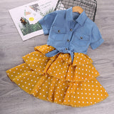 Girls Fashion Shirt & Spaghetti Strap Polka Dot Dress 2Pc Combo. (Dress Also Available As 1Pc))