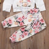 Baby Girls Pretty Flowers Hoodie, Headband & Sweat Pants Set