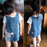 Girls Sleeveless Denim Vest Dress. 2T-6Y