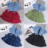 Girls Fashion Shirt & Spaghetti Strap Polka Dot Dress 2Pc Combo. (Dress Also Available As 1Pc))