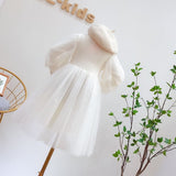 Elegant Girls Tulle Dress With Lantern Sleeve. Ages 4-8Yrs