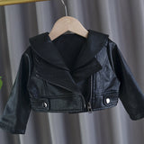 Baby Girls Black Leather Jacket Dress (Detachable Skirt)