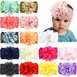 New Born Baby Girl Nylon Headband Wraps With Chiffon Flower (Packs of 13 & 15)