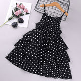 Girls Fashion Shirt & Spaghetti Strap Polka Dot Dress 2Pc Combo. (Dress Also Available As 1Pc))