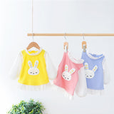 Baby Girls Playful 2Pc "Sleepy Bunny", Ruffle Trim Tunic Dress and Tights Combo.