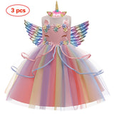 Baby Girls Pastel Rainbow Unicorn Tutu Princess Party Dresses. Ages 3T-10Yrs