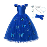 Girl Princess Blue Sleeveless Mesh Ball Gown (and Princess Accessories)