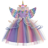 Baby Girls Pastel Rainbow Unicorn Tutu Princess Party Dresses. Ages 3T-10Yrs